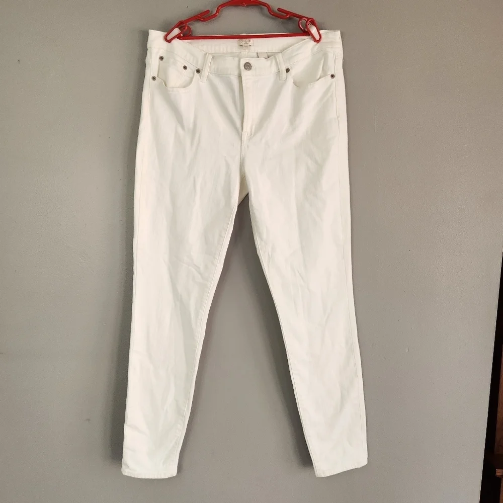 J. Crew Womens White Stretch Full-length Jeans Size 31 x 30 NWT 90% cotton
